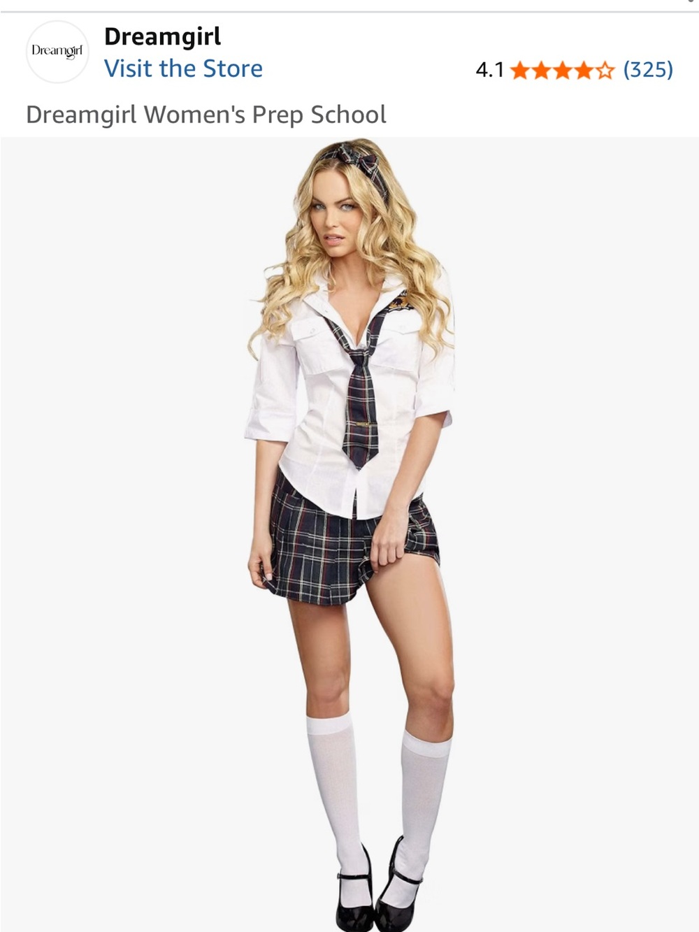 Dreamgirl White Shirt with Plaid Tie and Headband Set